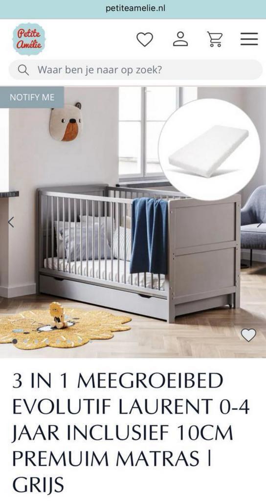 3 in 1 meegroei bed Evolutif Laurent Patit Amelie grijs, Kinderen en Baby's, Kinderkamer | Complete kinderkamers, Zo goed als nieuw
