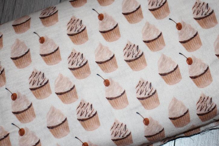 Family Fabrics Mousseline katoen stof - Muffin Eggnog #3073, Hobby en Vrije tijd, Stoffen en Lappen, Nieuw, Katoen, 120 cm of meer