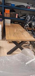 Industriële tafel + 6 stoelen, Ophalen, 200 cm of meer, 50 tot 100 cm, Zo goed als nieuw