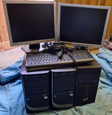 3 computers en 2 monitors voor de hobbyist beschikbaar voor biedingen
