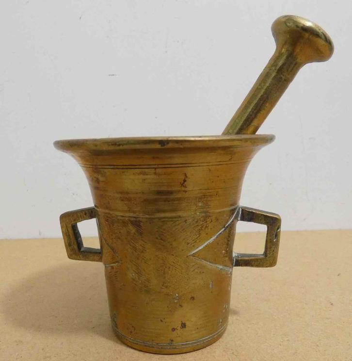 Brons - vijzel met stamper [1109], Antiek en Kunst, Antiek | Koper en Brons, Ophalen