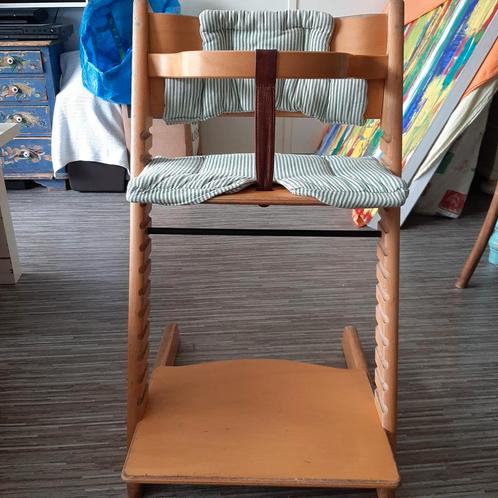 Originele Stokke tripp trapp zitverkleiner katoen groen-wit, Kinderen en Baby's, Kinderstoelen, Gebruikt, Overige typen, Ophalen