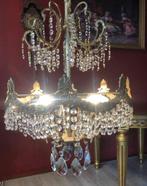 Antieke kristallen kroonluchter / hanglamp brocante barok