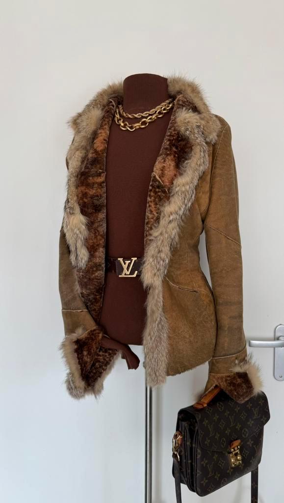 Sylvie Schimmel lammy coat camel/bruin maat 42, Kleding | Dames, Jassen | Winter, Verzenden