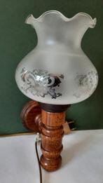 Vintage wandlampje met geëtst glas in bloenmotief, Antiek en Kunst, Antiek | Lampen, Ophalen of Verzenden