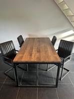 Houten eettafel met metalen frame, Huis en Inrichting, Tafels | Eettafels, 100 tot 150 cm, Eikenhout, Ophalen of Verzenden, Zo goed als nieuw