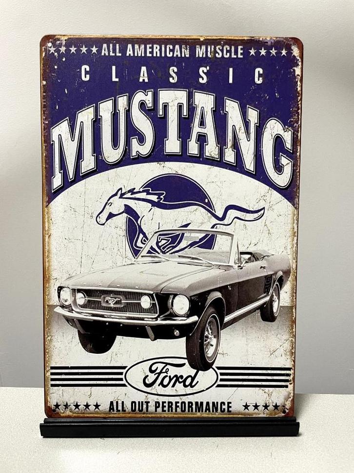 Mustang metalen reclamebord (Old Look), Verzamelen, Automerken, Motoren en Formule 1, Nieuw, Auto's, Ophalen of Verzenden