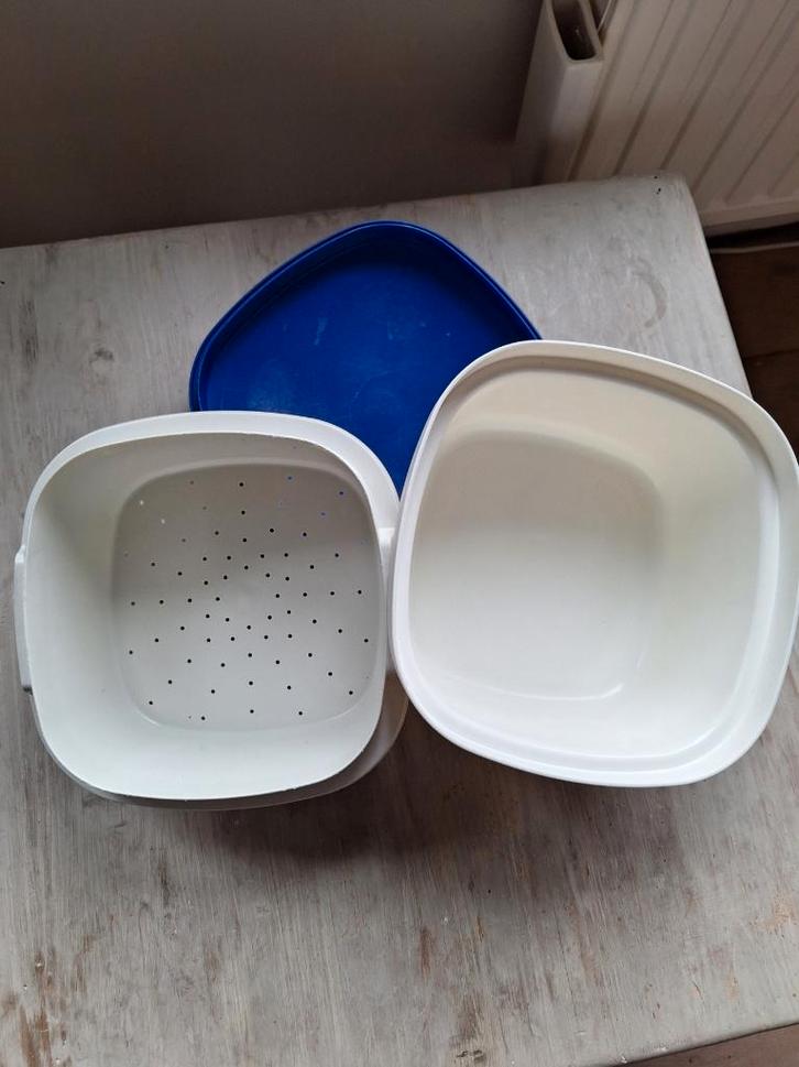 Tupperware serveerwonder, Huis en Inrichting, Keuken | Tupperware, Gebruikt, Overige typen, Blauw, Crème, Ophalen of Verzenden