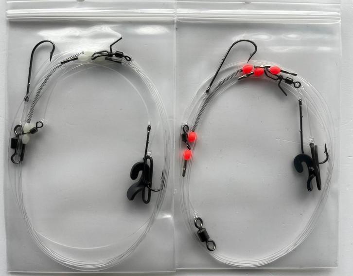 5 st. 2-haaks geclipte verwerp onderlijnen Wijting Zeebaars, Watersport en Boten, Hengelsport | Zeevissen, Nieuw, Haak, Ophalen of Verzenden