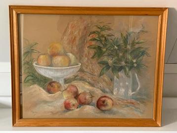 Juan Chacón NL | pastel krijt | Appels | 1950-1999 beschikbaar voor biedingen