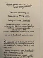 van Hees x Stabel 1915 Baarle-Nassau 1993 België, Ophalen of Verzenden, Bidprentje