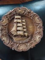 Houten bord zeilschip houtsnijwerk, Ophalen of Verzenden