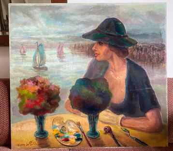 Portret van een schilderende vrouw, 1976 beschikbaar voor biedingen