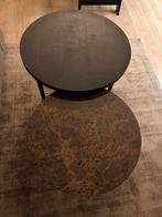 Salon tafel eikenhout marmer bruin zwart nieuw, 50 tot 100 cm, Nieuw, Rond, Eikenhout