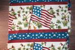 Coupon 100% katoen stof - rood/blauw USA flag planten #4083, Blauw, Nieuw, Ophalen of Verzenden, 30 tot 120 cm