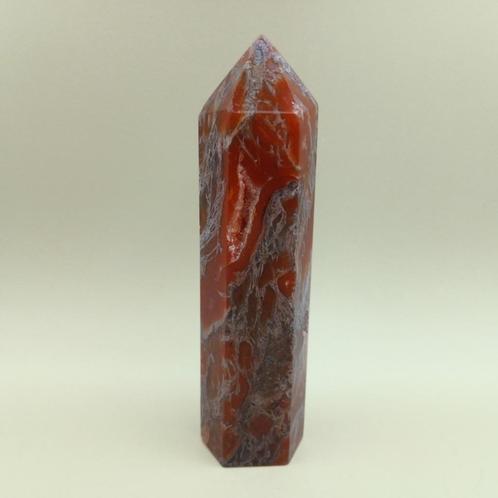 Rode mosagaat toren – 277g – 13 cm – diepe patronen, Sieraden, Tassen en Uiterlijk, Edelstenen, Zo goed als nieuw, Ophalen of Verzenden