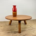 Vintage Brutalist Houten Salontafel, Huis en Inrichting, Tafels | Salontafels, Ophalen, Rond, 50 tot 100 cm, Zo goed als nieuw
