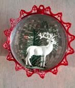 Diorama reflector kerstbal,plastic, met Rendier jaren 60, Ophalen of Verzenden, Gebruikt