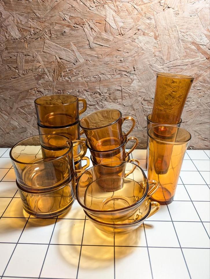 Duralex Amber Verzameling Glaswerk, Huis en Inrichting, Keuken | Servies, Glas of Glazen, Overige stijlen, Glas, Ophalen