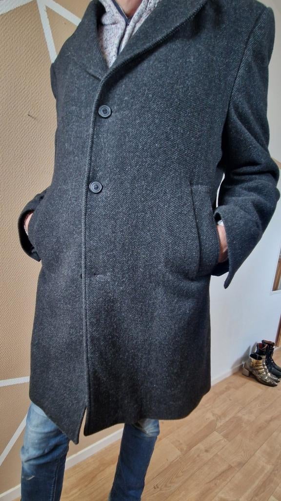 Elegante lange wollen herenjas Marco Manzini, Ophalen of Verzenden, Zo goed als nieuw, Maat 56/58 (XL)