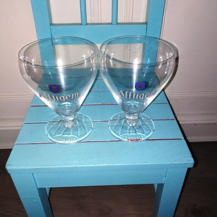 Affligem bierglazen set van 2 stuks, Verzamelen, Biermerken, Zo goed als nieuw, Glas of Glazen, Overige merken, Ophalen