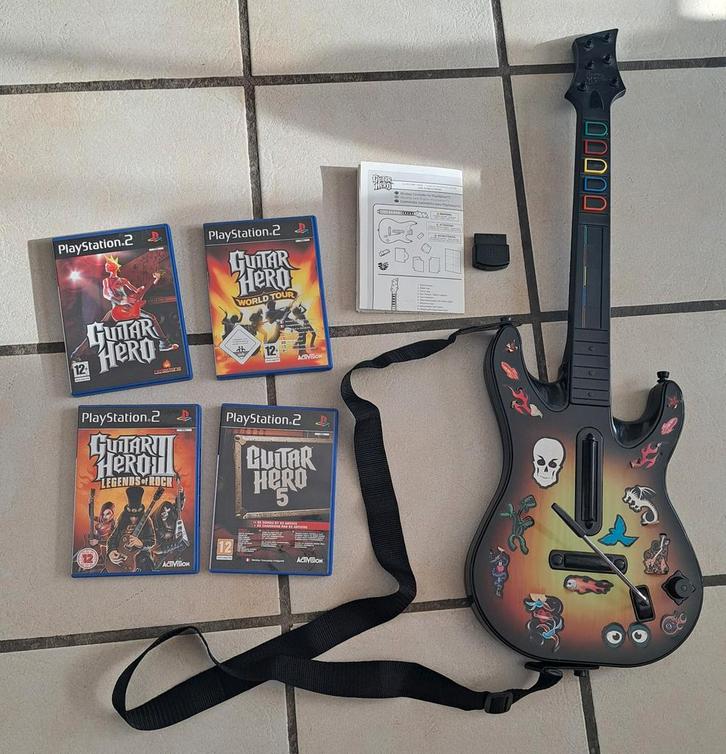 Guitar Hero PS2 met Gitaar & Games!, Spelcomputers en Games, Games | Overige, Gebruikt, Muziek, 1 speler, Vanaf 12 jaar, Eén computer