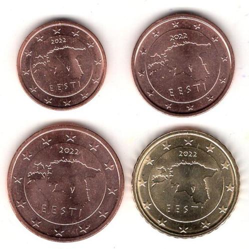 1 +  2 + 5 + 10 Eurocent Estland 2022 - UNC, Postzegels en Munten, Munten | Europa | Euromunten, Setje, Overige waardes, Estland