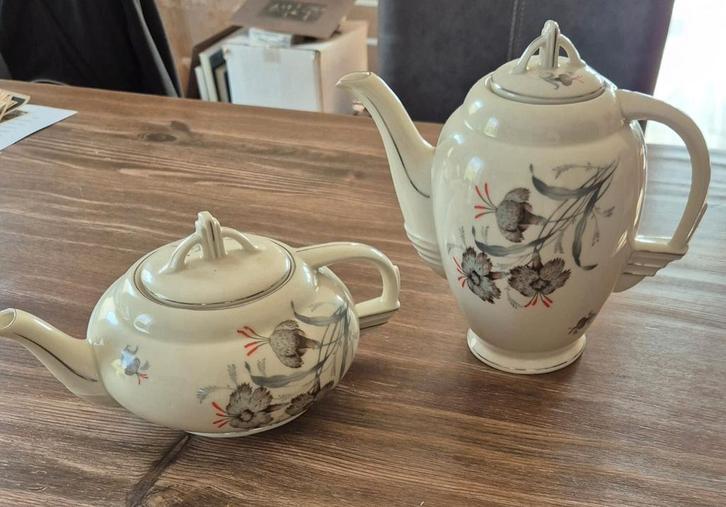 Antiek Victoria Koffie- en Theeservies, ca. 1940, Antiek en Kunst, Antiek | Servies compleet, Ophalen of Verzenden