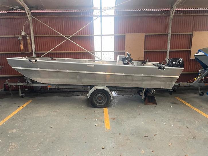 Aluminium boot 4,60m met console + trailer - vaarklaar, Watersport en Boten, Motorboten en Motorjachten, Gebruikt, Aluminium, Tot 6 meter