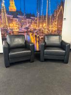 Twee stijlvolle en comfortabele zwarte fauteuils, Gebruikt, 75 tot 100 cm, Ophalen of Verzenden, Leer