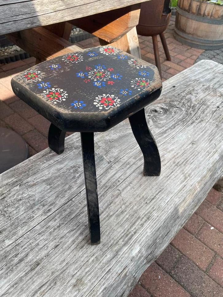 Antiek Plantentafeltje met Bloemmotieven, Antiek en Kunst, Antiek | Meubels | Stoelen en Banken, Verzenden