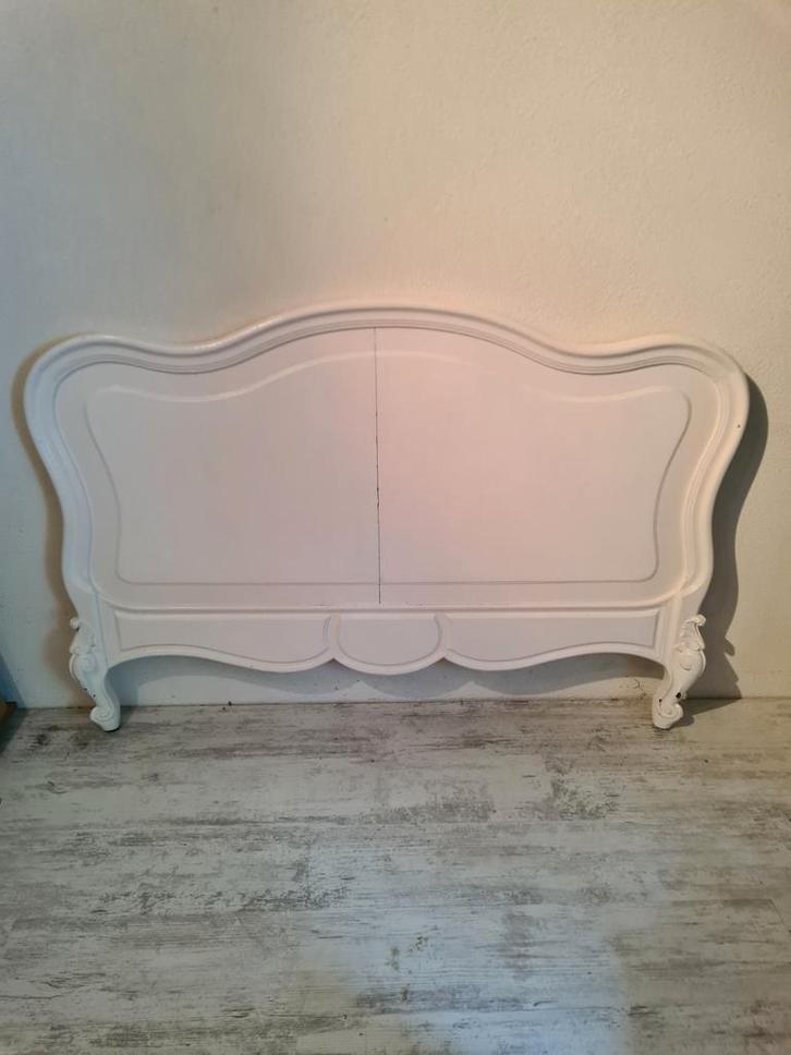 Hoofdbord Hoofdeinde bed wit, antiek, Huis en Inrichting, Slaapkamer | Bedden, Gebruikt, Tweepersoons, 140 cm, Hout, Wit, Ophalen