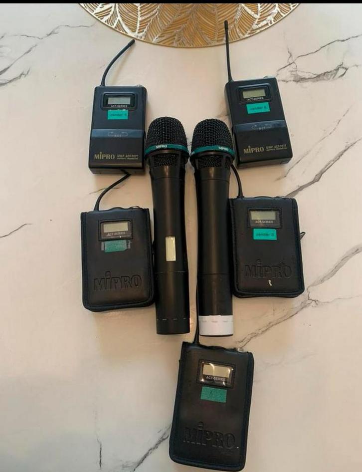MIPRO draadloze set – 2 microfoons + 5 bodypacks, Telecommunicatie, Portofoons en Walkie-talkies, Zo goed als nieuw, Ophalen of Verzenden