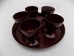 Vintage eierdoppen set roodbruin, Ophalen of Verzenden