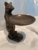 Gepatineerd bronzen kat butler/dienende kat - ringenbakje, Ophalen of Verzenden, Brons