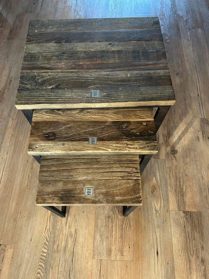 Riviera Maison bijzettafeltjes shelter collectie!, Huis en Inrichting, Tafels | Bijzettafels, Zo goed als nieuw, Rond, 45 tot 60 cm