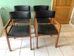 Retro Vintage stoelen, Twee, Zwart, Leer, Ophalen of Verzenden