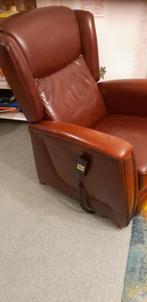Leren fauteuil, bruinrood, Ophalen, Gebruikt, 75 tot 100 cm, Leer