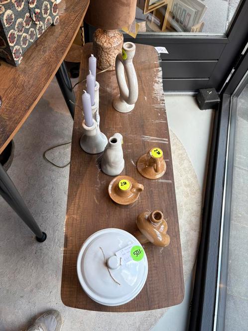 Bijzettafel /bankje houten blad metlaen poten nieuw, Huis en Inrichting, Tafels | Bijzettafels, Nieuw, Rechthoekig, 60 cm of meer