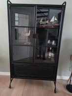Stalen Vitrinekast - Zwart, Glas, 180x105x40cm, Ophalen, 100 tot 150 cm, Met deur(en), 150 tot 200 cm