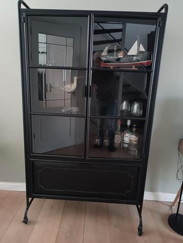 Stalen Vitrinekast - Zwart, Glas, 180x105x40cm beschikbaar voor biedingen