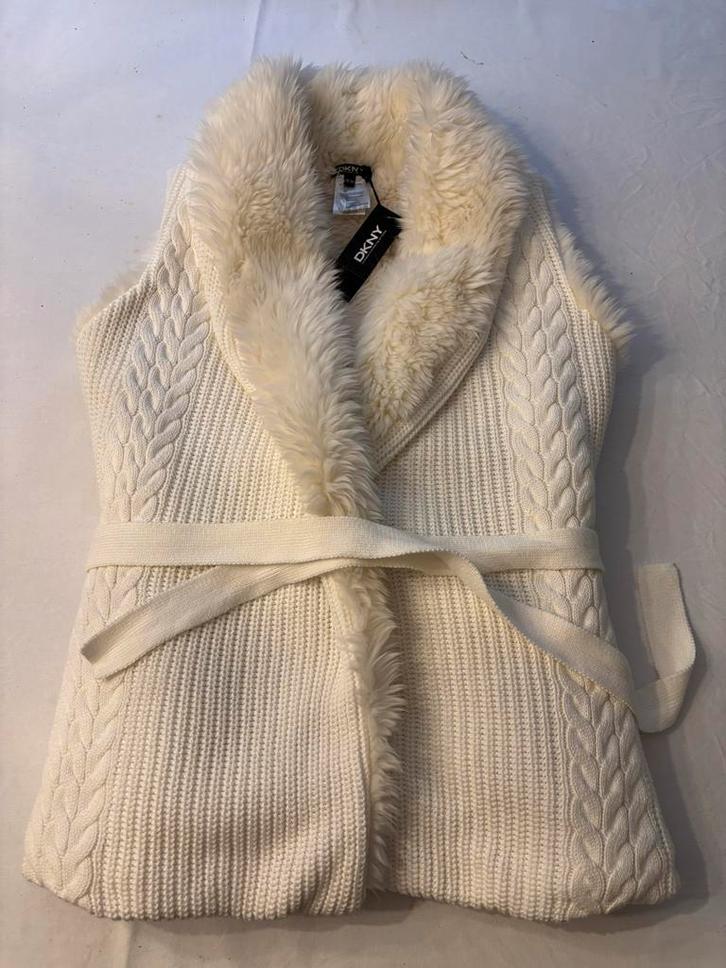 DKNY Witte Vest met Bontkraag - Maat 16Y size 170-176 nieuw!, Kleding | Dames, Bodywarmers, Zo goed als nieuw, Maat 34 (XS) of kleiner