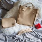 Handtas/schoudertas - beige - leatherlook - nieuw!, Sieraden, Tassen en Uiterlijk, Tassen | Damestassen, Ophalen of Verzenden