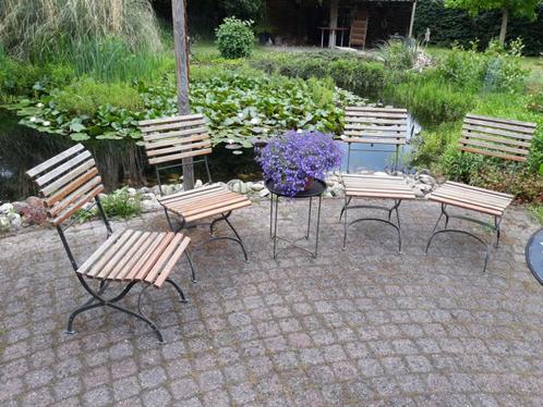 set 4 echt antieke inklapbare bistro stoelen zware kwaliteit, Tuin en Terras, Tuinsets en Loungesets, Gebruikt, Tuinset, Overige materialen