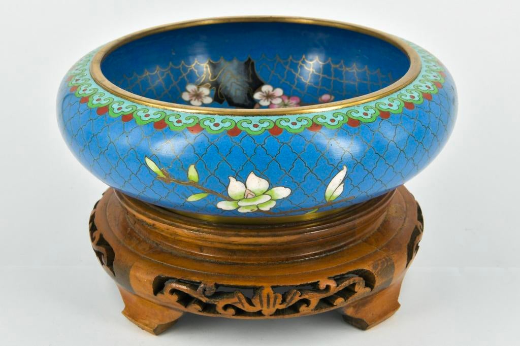 ANTIEKE CLOISONNE  SCHAAL OP VOET, Ophalen of Verzenden