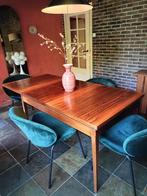 Vintage palissander eettafel uitschuifbaar, Ophalen, Gebruikt, 50 tot 100 cm, Vijf personen of meer
