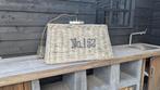 Mooie grote rotan hanglamp met rvs-afwerking, Ophalen, Gebruikt, 50 cm of meer, Bruin