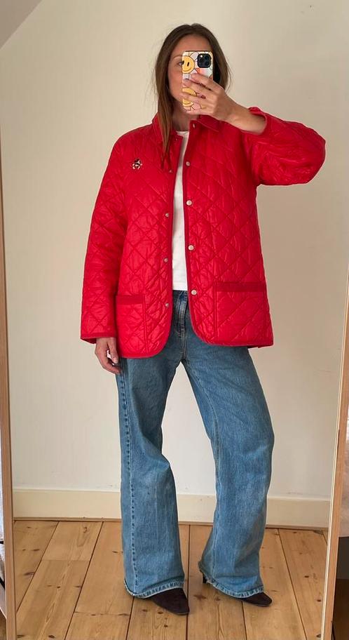 Vintage quilted tussenjas van Donaldson mt 38, Kleding | Dames, Jassen | Zomer, Zo goed als nieuw, Maat 38/40 (M), Rood, Ophalen of Verzenden