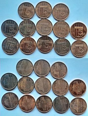 13 x 5 cent 1989 t/m 2001 Pr-FDC beschikbaar voor biedingen
