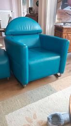 Leolux lederen fauteuil met poef, Huis en Inrichting, Ophalen, Gebruikt, 75 tot 100 cm, 50 tot 75 cm